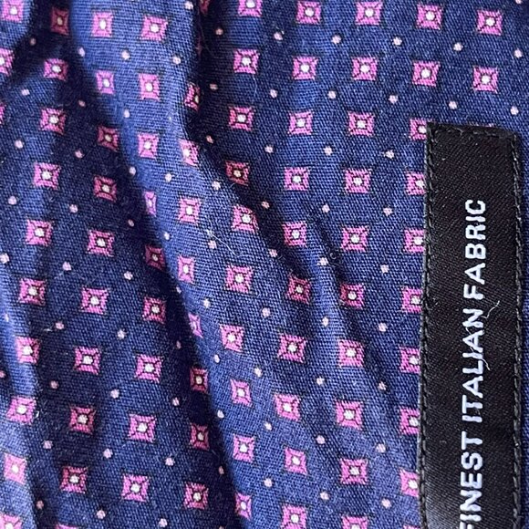 Hugo Boss Mens Slim Fit Purple Patterned Cotton Button-Up Shirt Size 41/16 - Picture 8 of 14